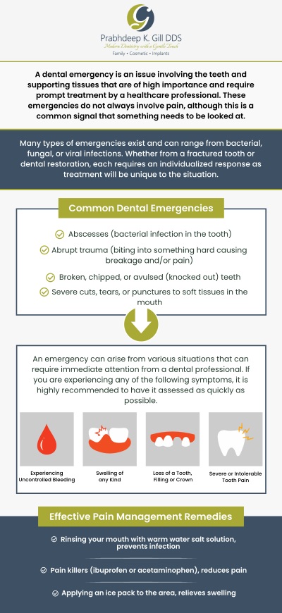 Visiting an emergency dentist becomes crucial when you experience a dental emergency such as a toothache, a broken tooth, a lost filling or crown, broken orthodontics, or some other teeth-related emergencies. If you suffer from any kind of dental emergency, visit Dr. Prabhdeep K Gill DDS in Fresno, CA. For more information, contact us or request an appointment online today! We are conveniently located at 7215 N First St Suite 107 Fresno, CA 93720. Visiting an emergency dentist becomes crucial when you experience a dental emergency such as a toothache, a broken tooth, a lost filling or crown, broken orthodontics, or some other teeth-related emergencies. If you suffer from any kind of dental emergency, visit Dr. Prabhdeep K Gill DDS in Fresno, CA. For more information, contact us or request an appointment online today! We are conveniently located at 7215 N First St Suite 107 Fresno, CA 93720.