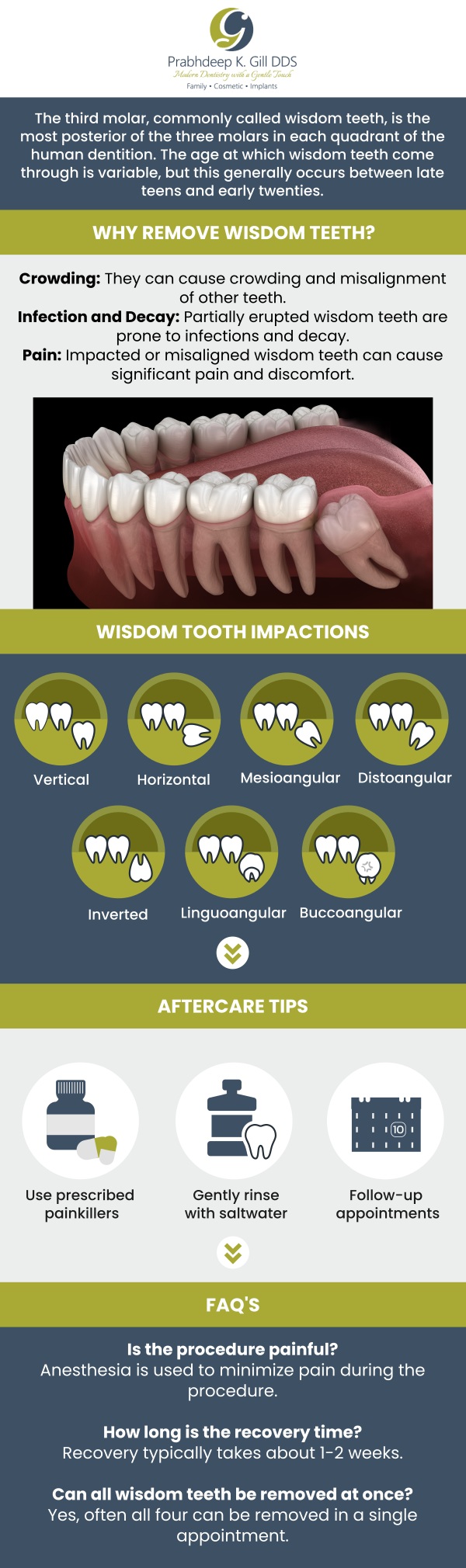 Welcome to Prabhdeep K. Gill DDS, your go-to clinic for general, cosmetic, and emergency dental care in Fresno, CA! If you’re considering wisdom tooth extraction, simple extractions are typically $200 per tooth, while more complicated extractions may cost around $600 per tooth. Let us help you with your dental needs in a comfortable and professional environment! If your wisdom teeth have become impacted or are causing pain, our team of experts can help. Call us for more information, or request an appointment online today! We are conveniently located at 7215 N First St Suite 107 Fresno CA 93720. Welcome to Prabhdeep K. Gill DDS, your go-to clinic for general, cosmetic, and emergency dental care in Fresno, CA! If you’re considering wisdom tooth extraction, simple extractions are typically $200 per tooth, while more complicated extractions may cost around $600 per tooth. Let us help you with your dental needs in a comfortable and professional environment! If your wisdom teeth have become impacted or are causing pain, our team of experts can help. Call us for more information, or request an appointment online today! We are conveniently located at 7215 N First St Suite 107 Fresno CA 93720.